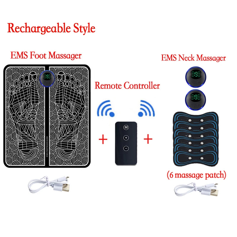 Electric EMS Foot Massager With Gel Pad Portable EMS Muscle Stimulation Massage Mat Improve Blood Circulation Relief Pain Relax