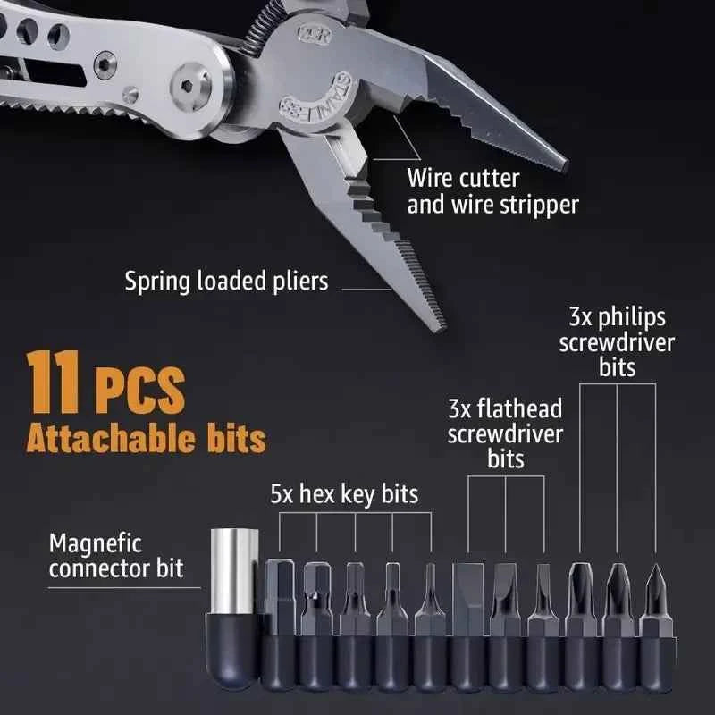 Compact Pocket Multitool with 420 Steel Pliers Essential EDC Gear for Camping, Hunting First Aid Repairs