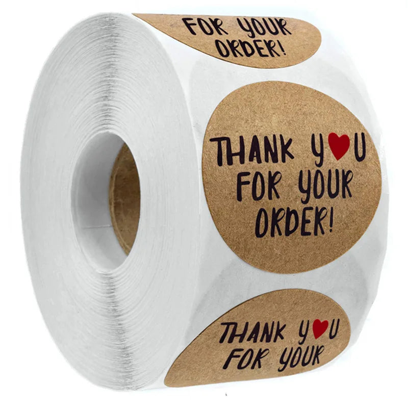 500 Pcs Baking Kraft Paper Heart Shape Labels for Packaging, Envelope Seals, Small Business, Wedding, Birthday, Party Gift Wrap