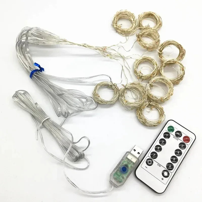 Remote Control USB Fairy Lights 3M LED Curtain String Lights for Christmas Home Bedroom Decor Festive Party New Year Wedding