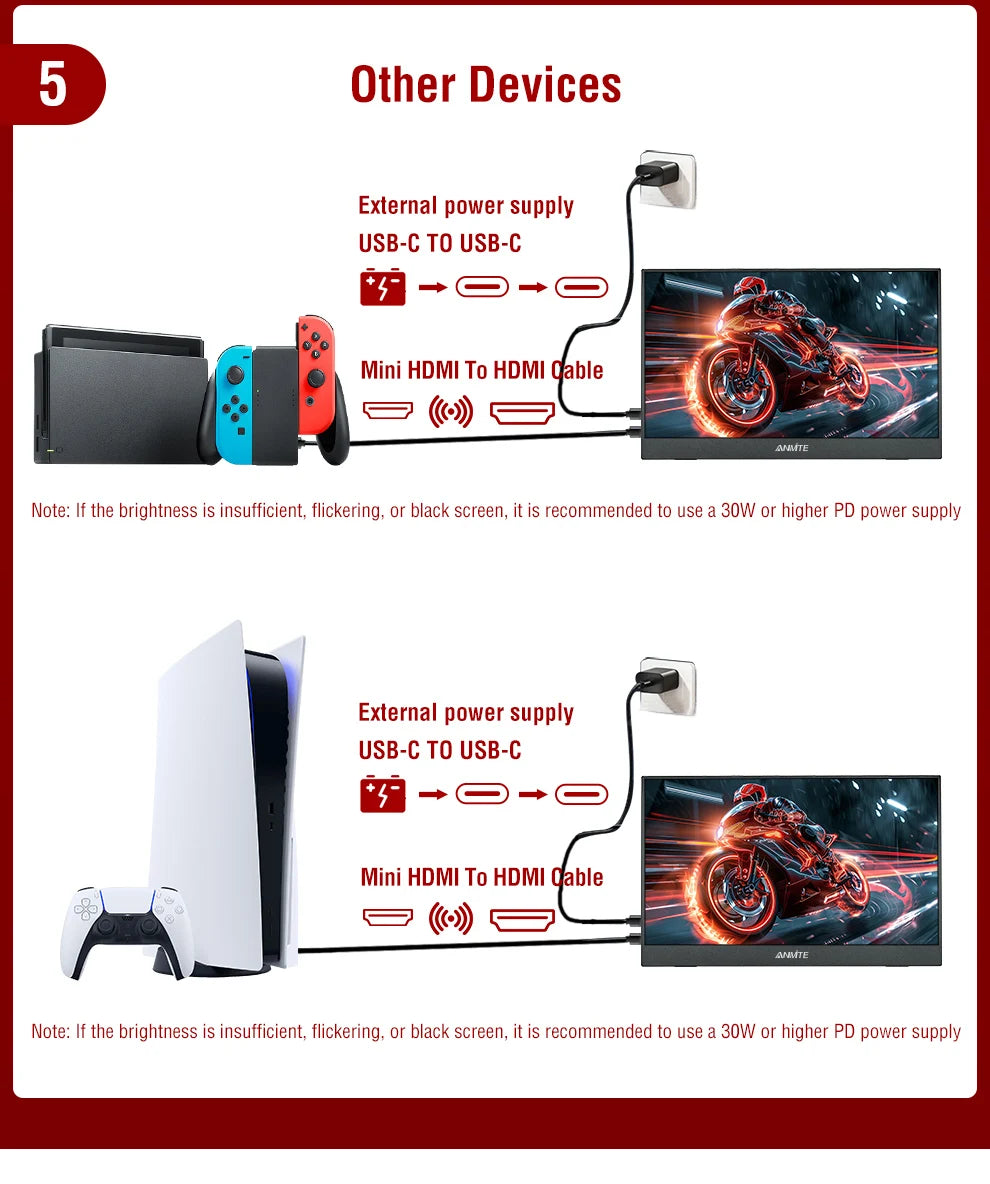 14 Inch Portable  Touch Monitor Non-touch optional 16:10 400cd/m2 Gaming Computer Expand Display For XBox PS4/5 Switch Loptop - Shoppiline