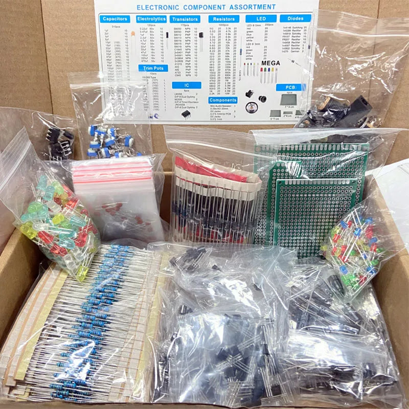 1818PCS Common Capacitors Resistors Capacitors T0-92 LED Transistors PCB Board DIP-IC RM065 diodes Electronic Components Kit - Shoppiline