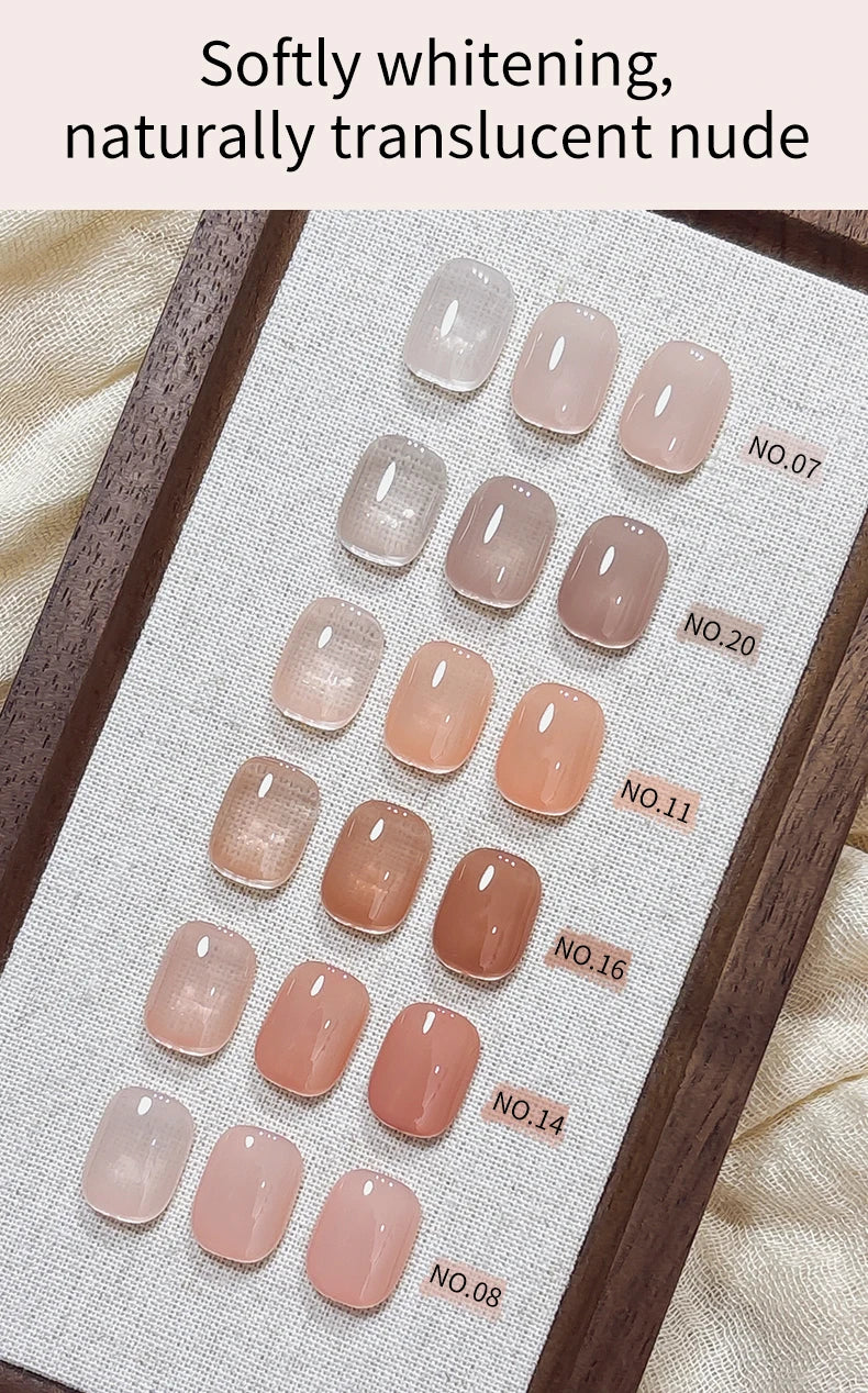 Lot de 1/6 vernis à ongles semi-permanents, 15 ml, effet gelée glacée, UV/LED – kit, sans formaldéhyde. Ovale, brillant. Idéal pour salon et DIY.