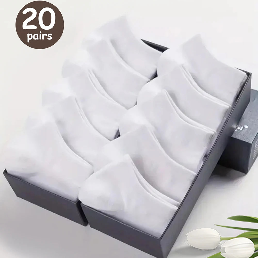 10/20/40 Pairs Men's Boat Socks Business Sport Sweat Absorption Mature Summer Autumn Solid Color Versatile Ankle Socks