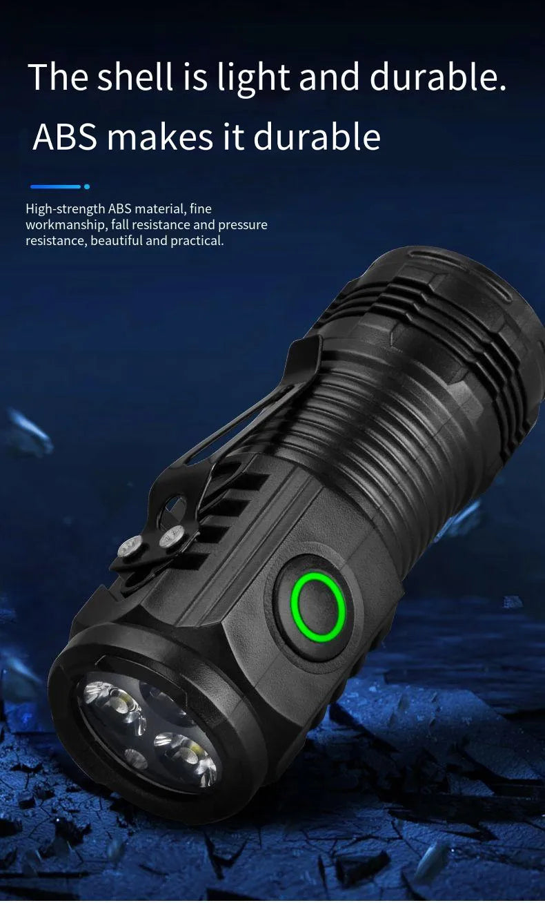 Ultra Bright Mini Torch 3LED Tactical Flashlight USB Rechargeable Outdoor Waterproof Hiking Camping Cap Clip Flashlight