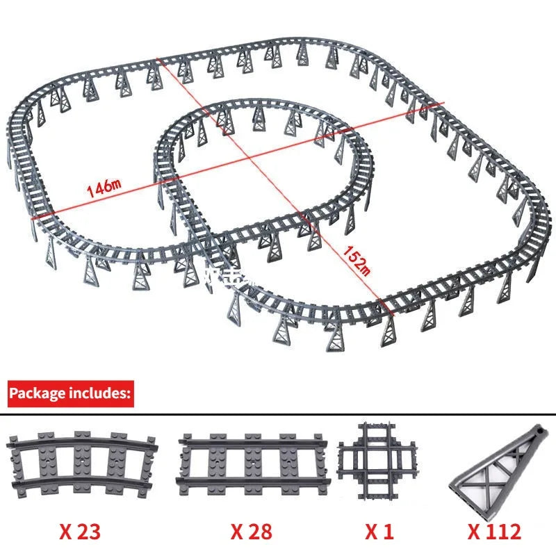 Building Block Track Elevated Bridge Double-layer Crossed Straight Rail Curved Rail Soft Rail Support Accessories Assembly Toy