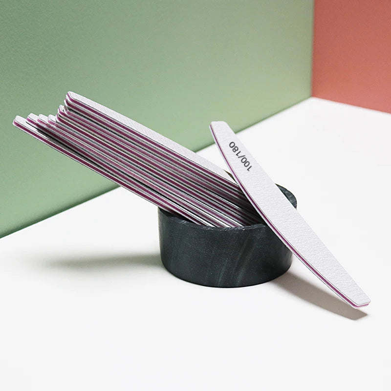 Nagelfeile Buffer 100/180 Körnung Halbmond Nagelfeilen Doppelseitiges Schmirgelpapier Nagel schleifen Gel Nagellack Maniküre-Werkzeug
