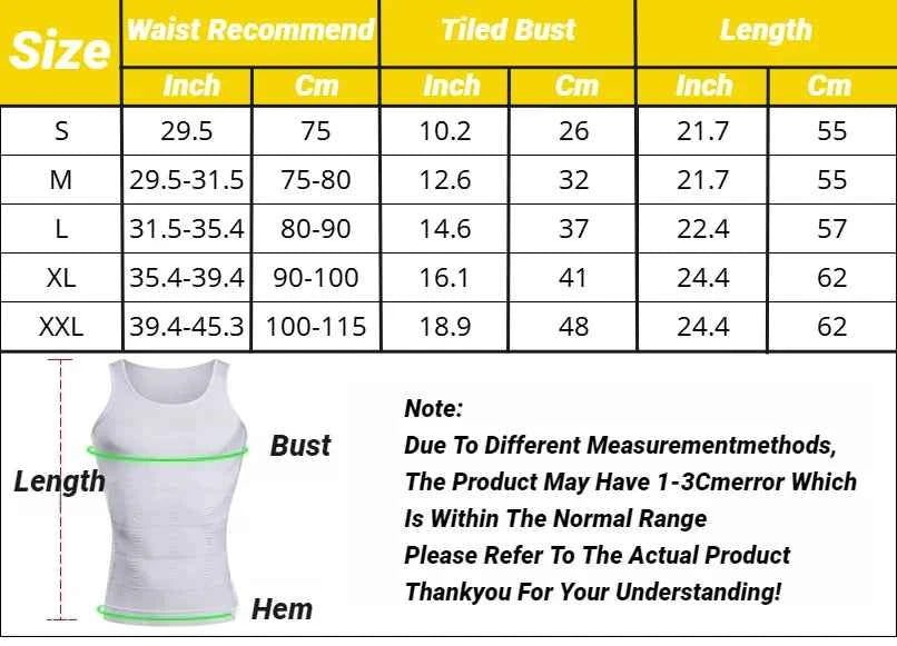 Men Body Shaper Slimming Compression Vest Undershirt Seamless Waist Trainer Tank Top Belly Control Weight Loss Shapewear