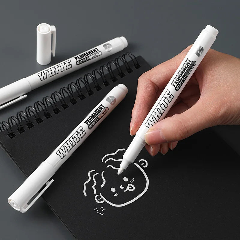 Nouveau 1/2/3PCS Marqueur Métallique Étanche Peinture Blanche Permanente Stylo Lavage Art Peinture Graffiti Stylos Tissu Bois Cuir Marqueur 1MM