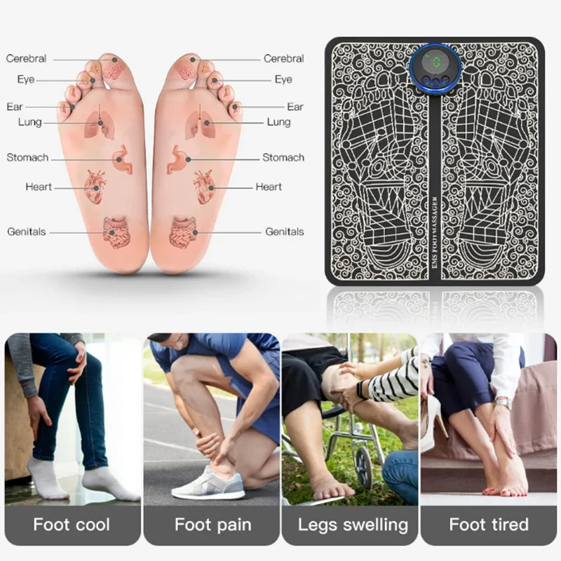 Electric EMS Foot Massager With Gel Pad Portable EMS Muscle Stimulation Massage Mat Improve Blood Circulation Relief Pain Relax