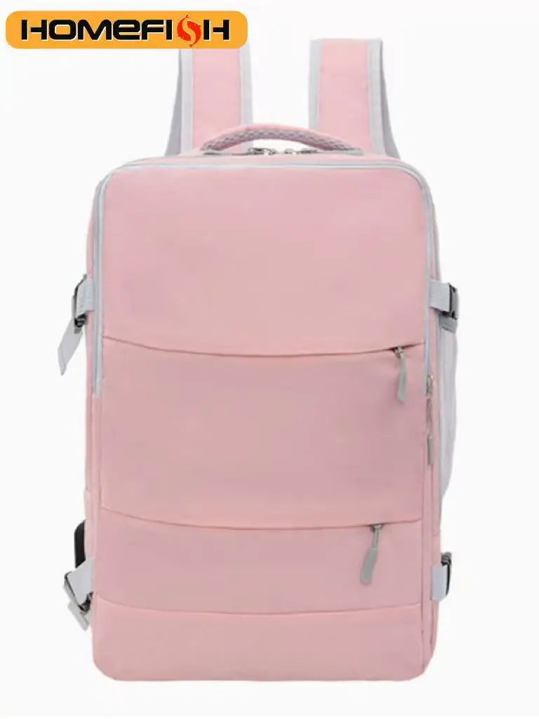 HOMEFISH Casual Anti-Theft Travel Backpack, Waterproof Large Capacity Backpack with USB Charging Port and Luggage Strap