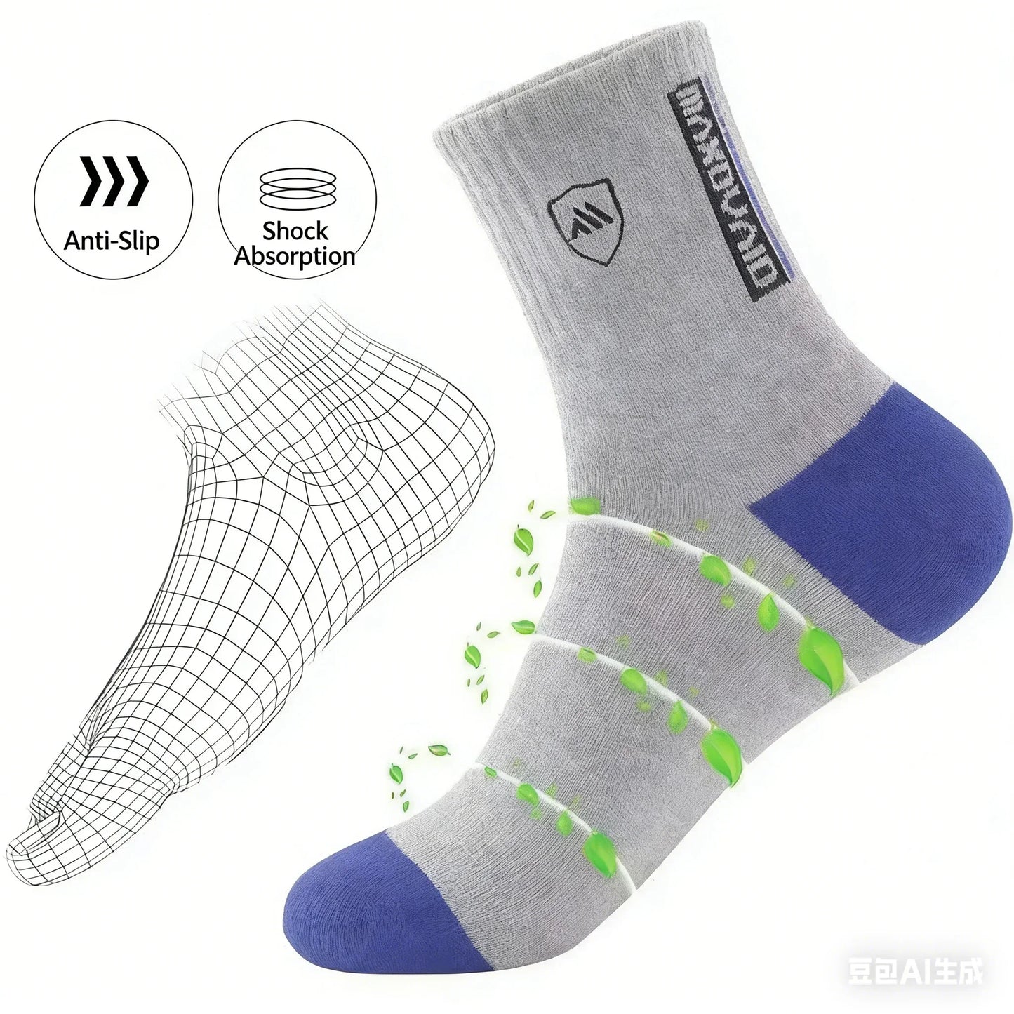 2026 New 5/10 Pairs Men's Sports Crew Socks Breathable Moisture Wicking Anti-Odor Basketball Running Socks