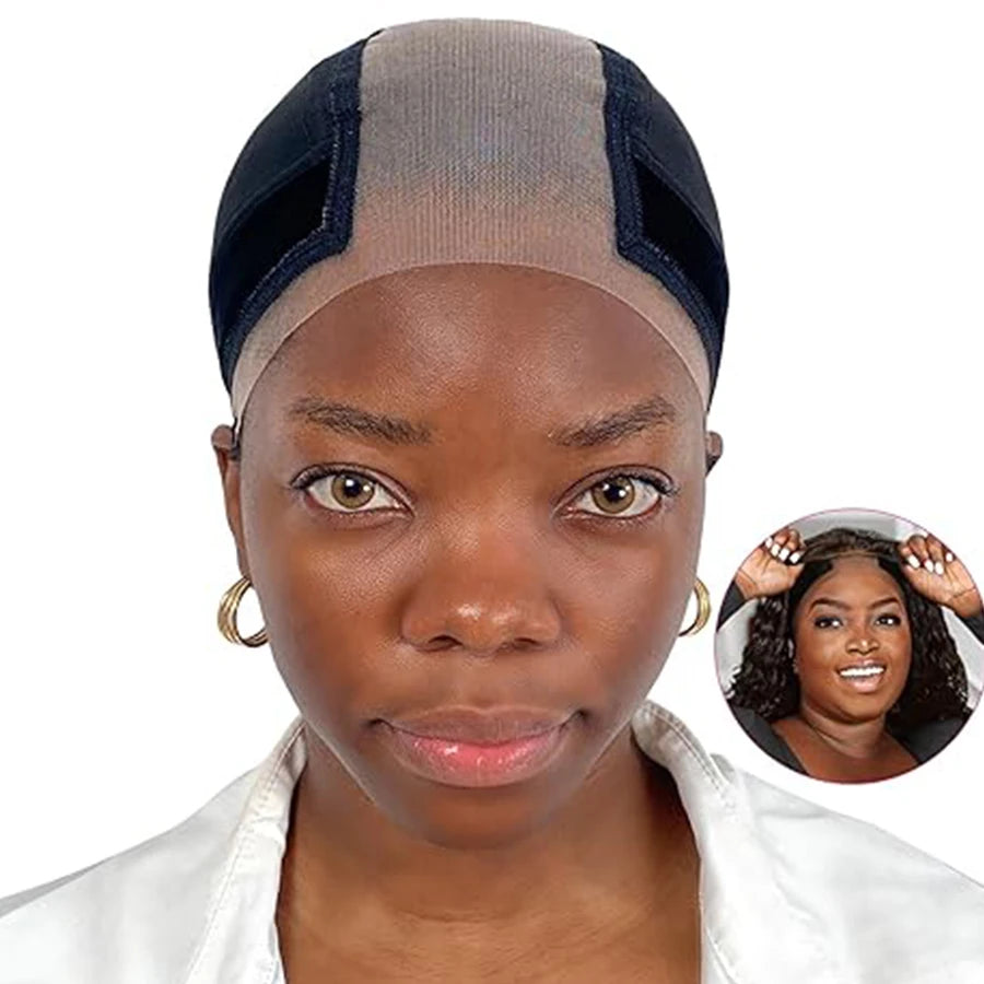 Female Headband Wig Cap Hd Lace Wig Cap For Wig Making U Part Wig Caps With Adjustable Velvet Wig Grip To Wear Wig Nude Hair Net