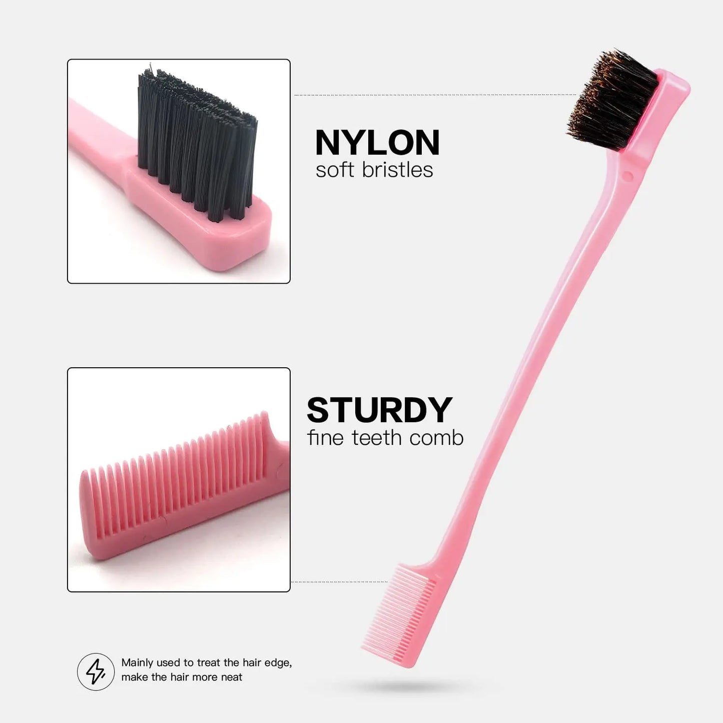 3 Pcs Styling Brush Set: Hair Brush with 3 Rows, Dual Edge Brush, and Sturdy Parting Comb for Brushing and Slicking Hair
