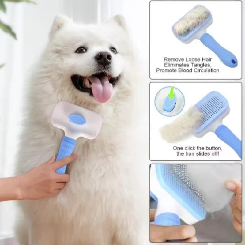 Dog Comb Pet Hair Removal Brush Cats and Dogs Special Comb Beauty Massage Self-cleaning Needle Comb Pet Supplies