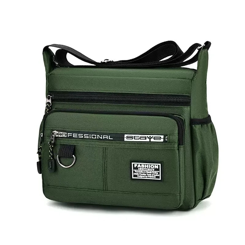 Men's cross-body bag with multi-layered pockets, adjustable shoulder strap, business single-shoulder bag