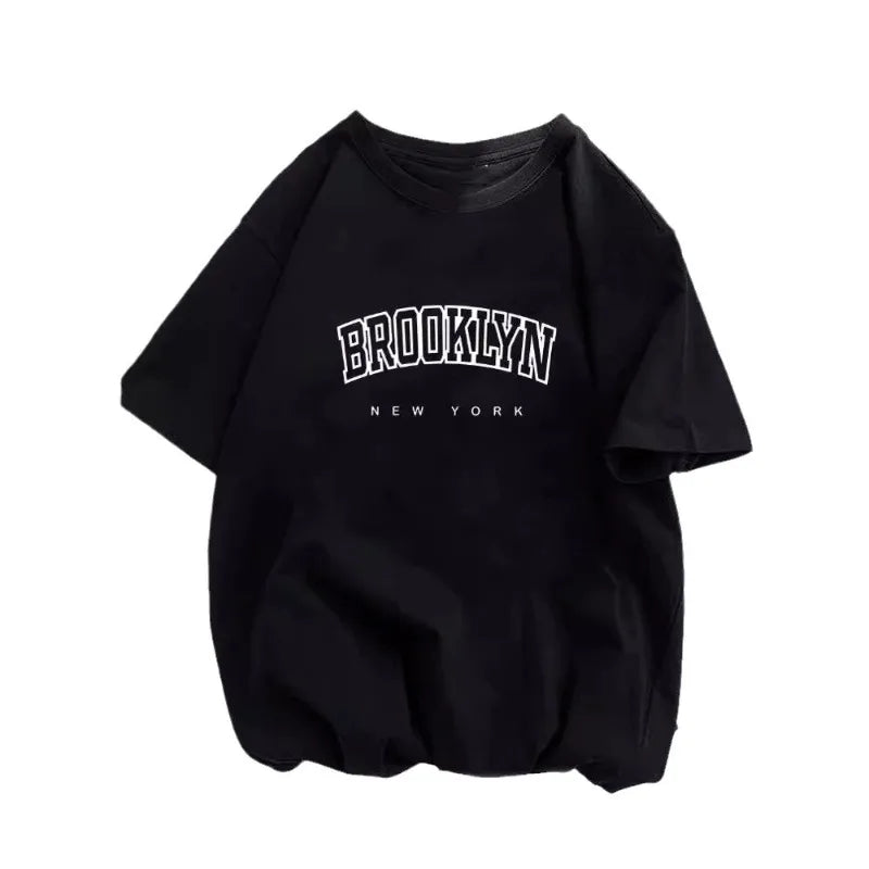 Damen Brooklyn Letter Print T-Shirt Mädchen Grafik Harajuku 2023 Streetwear Kleidung Lässig Weiblich Y2K Oberteile T-Shirt