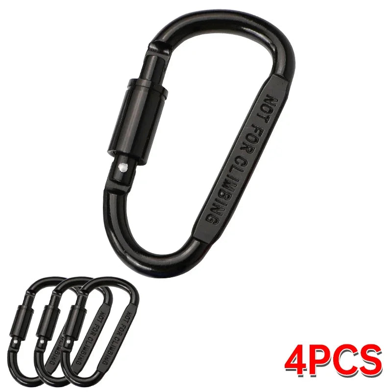 1-6PCS D-Shaped Carabiner Clips Heavy Duty Aluminum Alloy Quick Links for Backpack Keychain Outdoor Camping EDC Gear Accessories