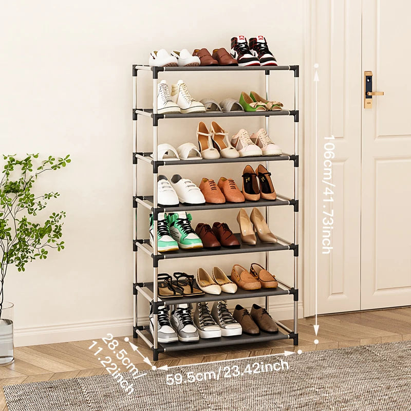 Stylisches Schuhregal Metall Einfaches Schuhregal Schuh-Organizer Ständer Halter Platzsparendes schwarzes Schuhregal für Wohnzimmer
