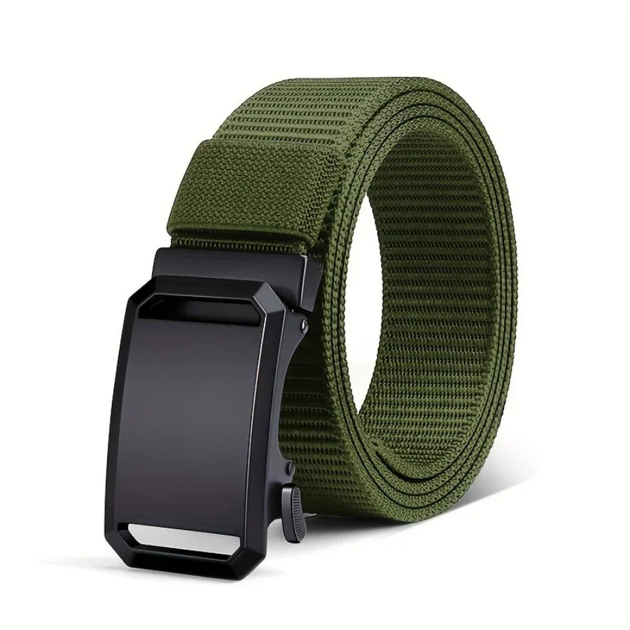 Quick Release Belt Automatic Buckle, Tactical Military Canvas Webbing for Men, Durable Outdoor Workwear Training Pants