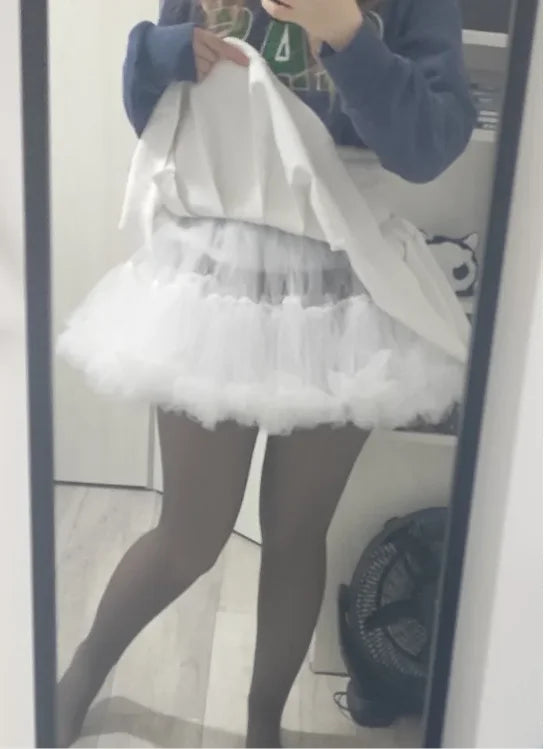 Lowest Pirce Womens 2-Layered Pleated Tulle Petticoat White Black Tutu Puffy Party Cosplay Skirt Lolita Cosplay Bridal Crinoline
