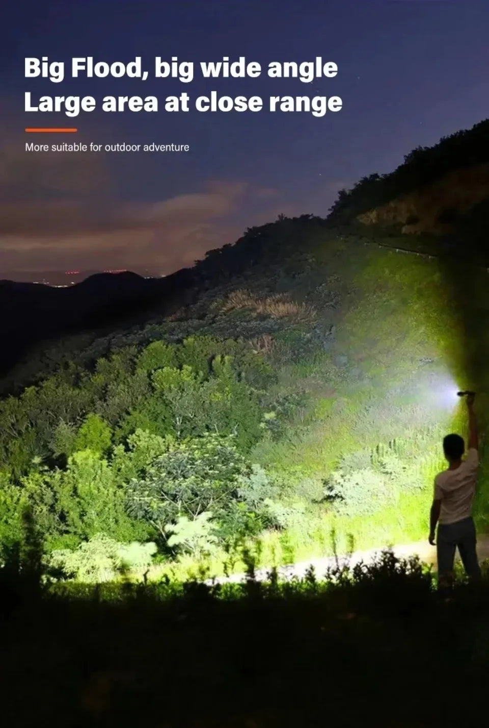 Powerful P70 LED Flashlight Ultra Bright 5000LM Tactical Light with Telescopic Zoom Emergency Spotlight Built-in Battery