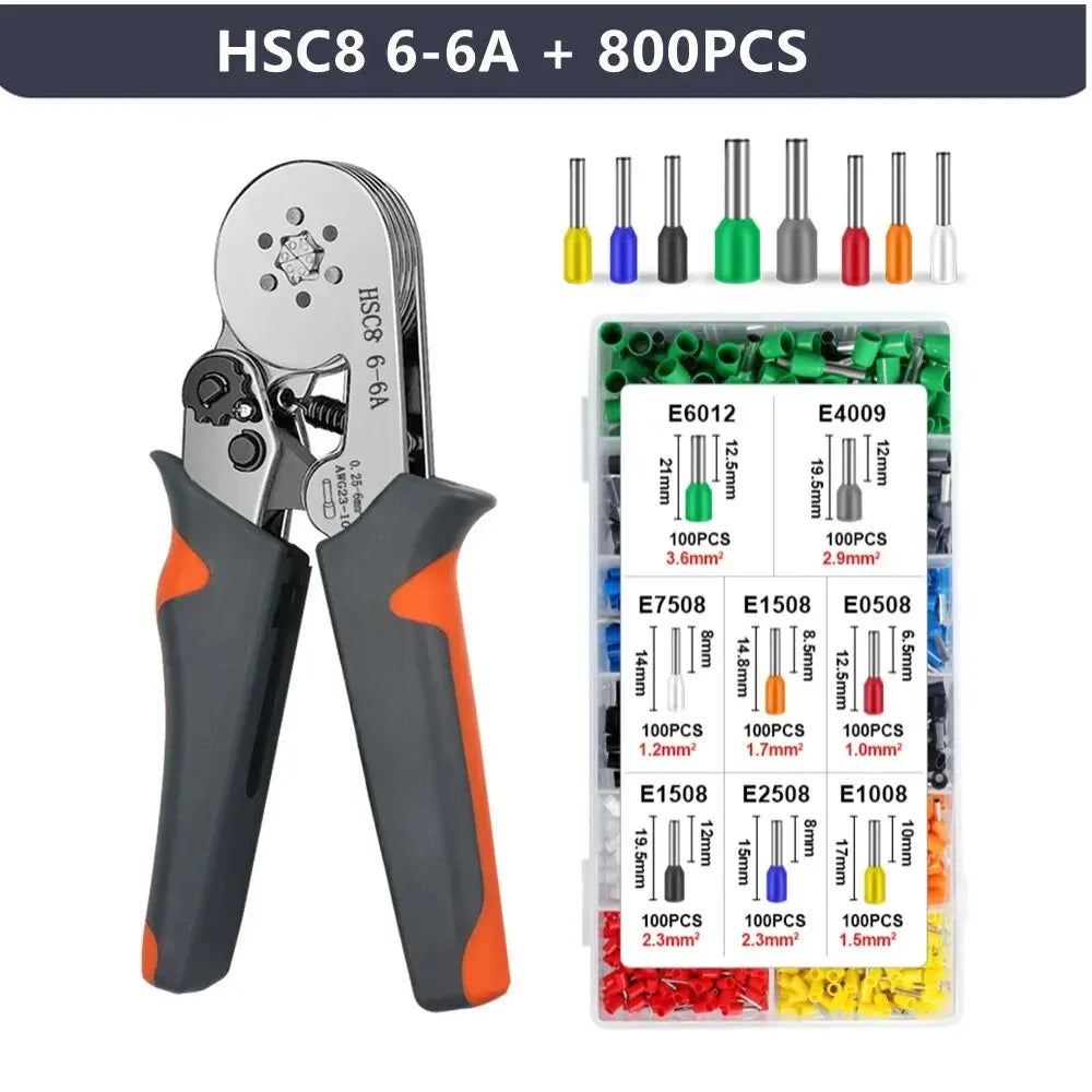 Crimping Tools Mini Electrical Pliers HSC8 6-4/6-6(0.25-10mm²/0.25-6mm²) Wire Connection Ferrule Sleeves Terminal Repair Clamp - Shoppiline
