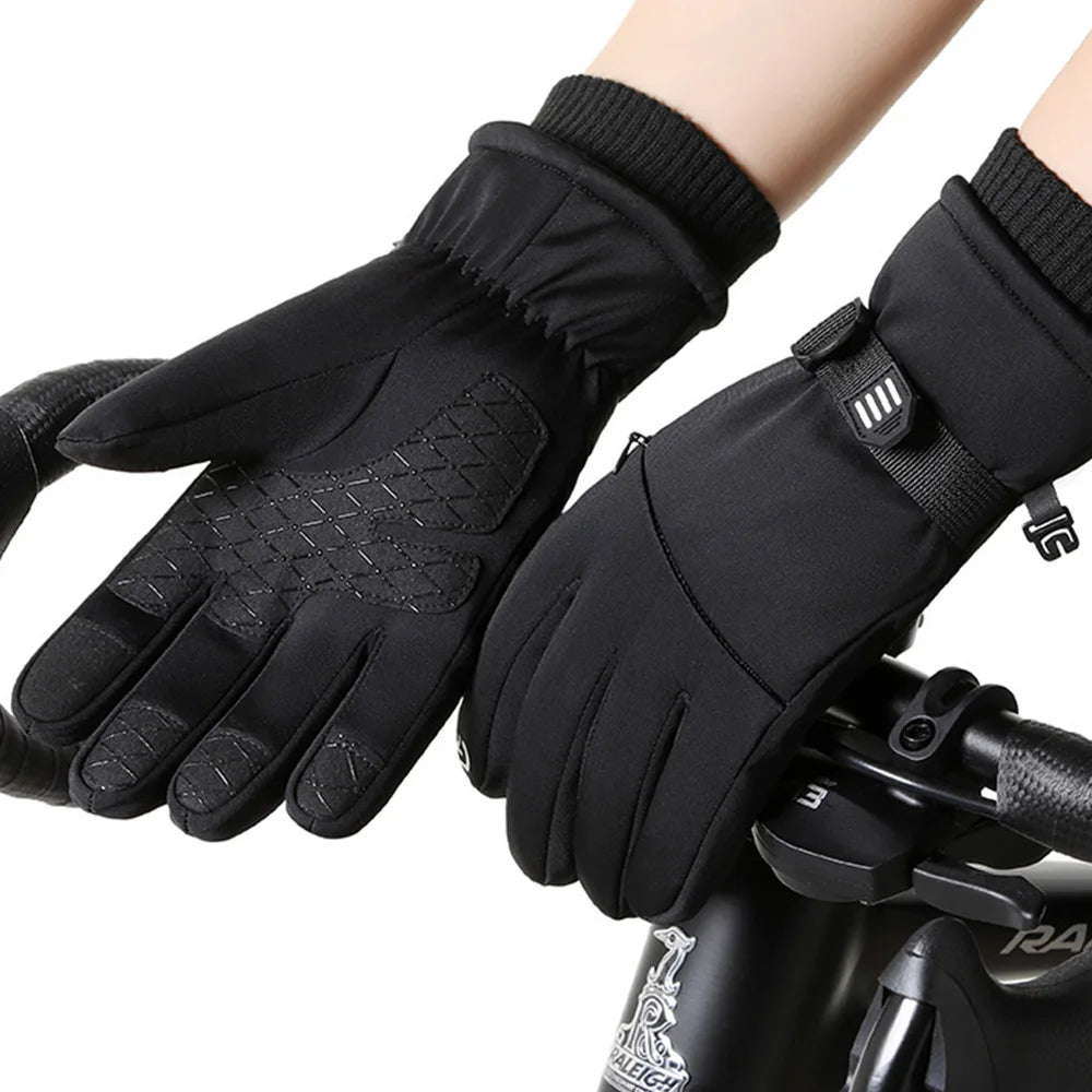 NEWBOLER Keep Warm Bicycle Gloves Full Finger Men Winter Autumn Windproof Cycling Glove Touch Screen MTB Road Bike Gloves