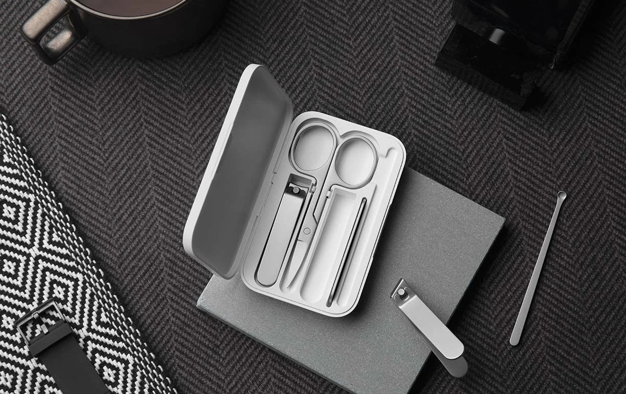 Mijia Nail Clipper Five-Piece Set White High-Quality Stainless Steel Magnetic Absorption Simple Five-Piece Set Portable