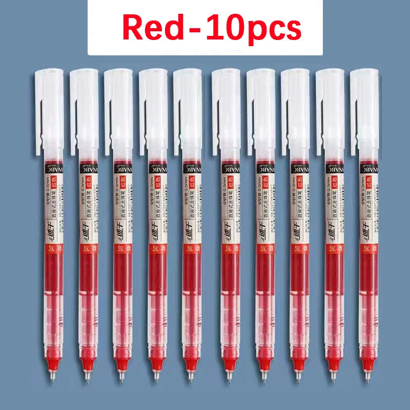 10Pcs High Quality Needle Type Gel Pens Straight Liquid Ballpoint Pen Kawaii Statio nery School Office Supplies Writing colours