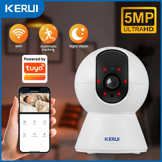KERUI 5MP 4K WiFi IP Camera Works With Tuya Indoor Wireless Smart Home Security Human Detect Surveillance Camera Auto Tracking - Shoppiline