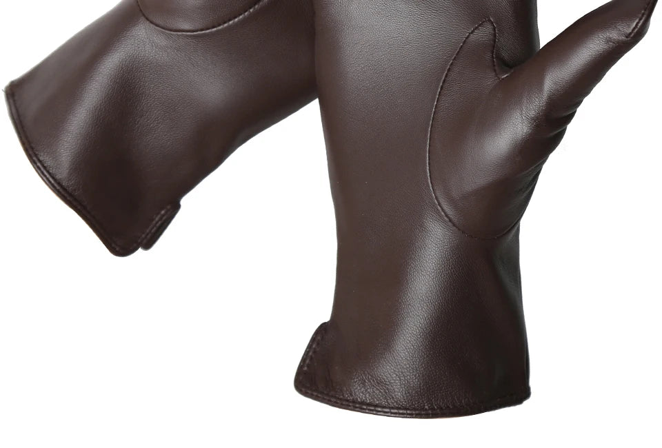 Women's sheepskin gloves winter warm plus velvet short thin touch screen driving color women's leather gloves good quality -2226