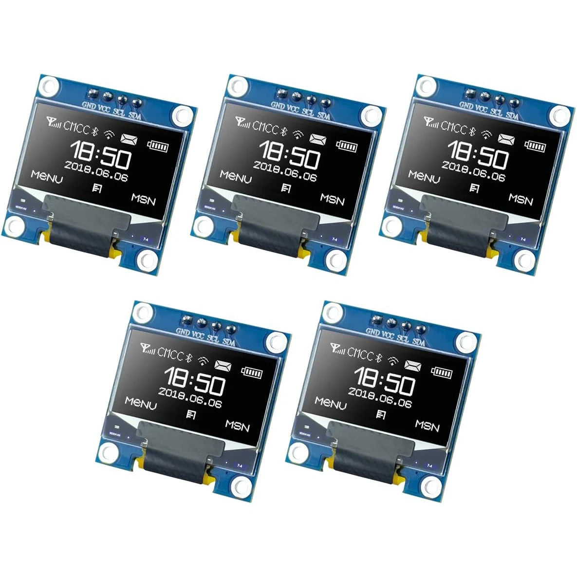 0.96 Inch OLED Display Module, 128x64 Pixel I2C SSD1306 Luminous OLED Screen Board Compatible with Arduino Raspberry Pi ESP32