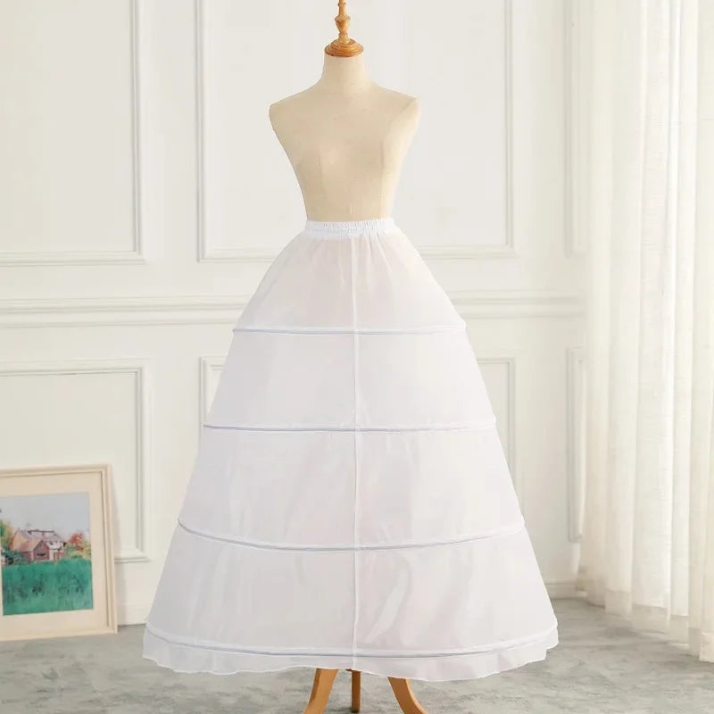 1pc Women's White Satin Underskirt For Bridal Dress, Wedding, Cosplay, A-line Petticoat With Three Steel Hoops