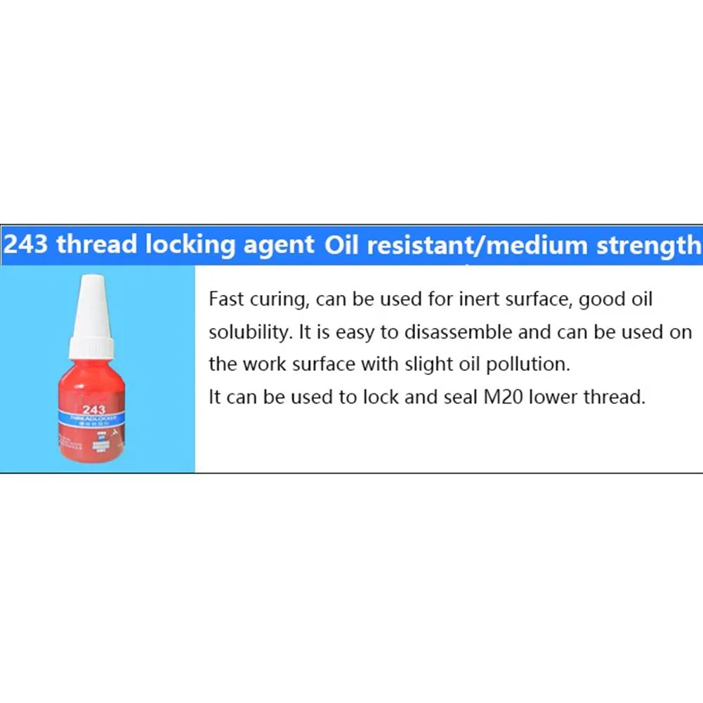 10ml Blue Threadlocker Medium Strength Threadlocker 243 Sealing Thread Locking For Locking And Sealing Of M6-M20 Thread