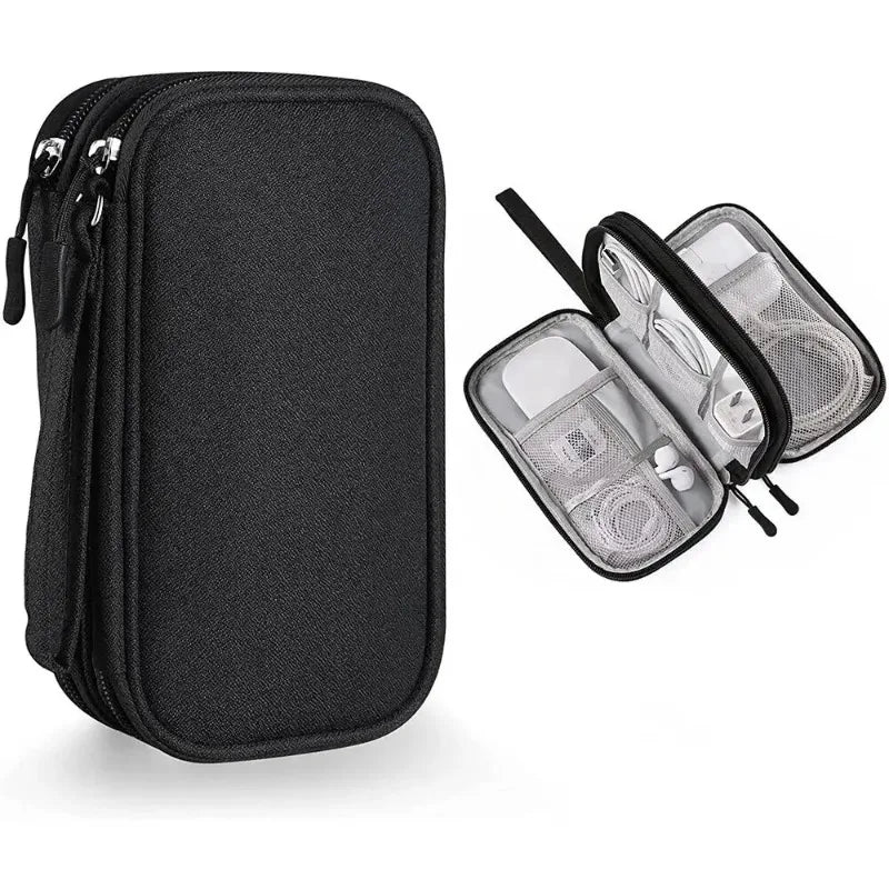 1PC Portable Travel Organizer Bag Waterproof Double Layer Cable Storage Pouch Carry Case for Cord Management
