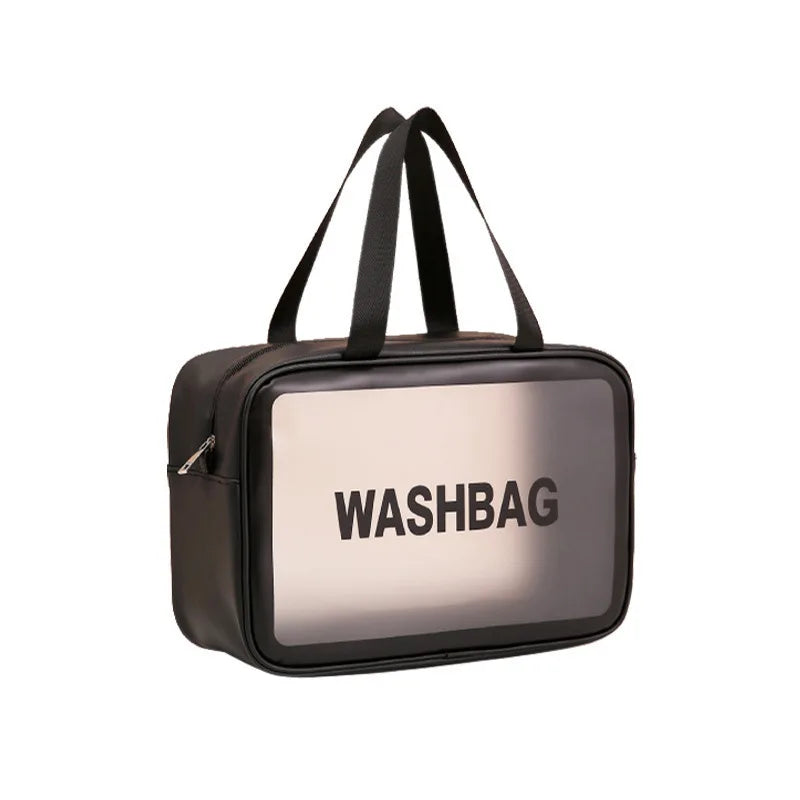 HOMEFISH Single Layer Transparent PVC Waterproof Cosmetic Bag, Portable Large Capacity Dustproof Travel Makeup Handbag