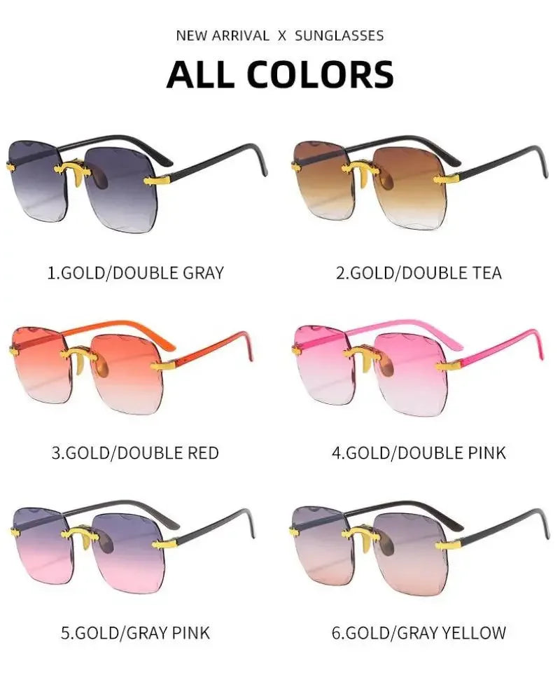 Frameless Sunglasses Y2K Gradient Fashion Korean Hip Pop Anti Ultraviolet Elegant Luxury Outdoor Travel Eyewear Women Unisex