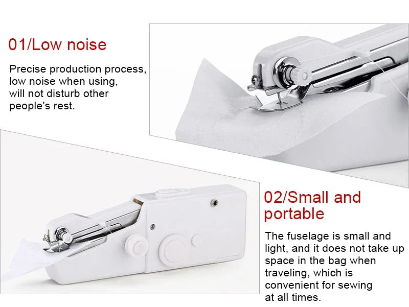 Portable Manual Sewing Machine Handheld Rope-free Electric Quick Build DIY Apparel Supplies Arts Crafts Home Garden Embroidery - Shoppiline