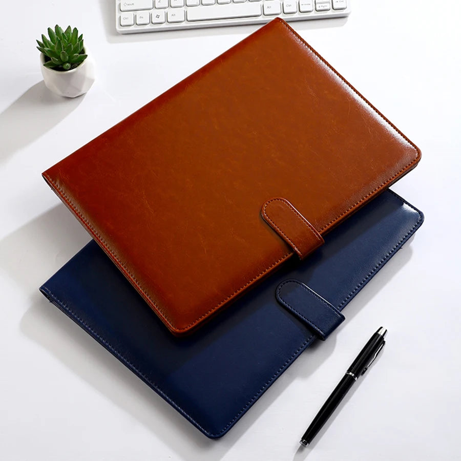 1Pc Texture PU Leather Multi-Functional Folder A4 Clip Pen Holder Card Slots - Business Office Meeting Organizer for Bank/Sales - Shoppiline