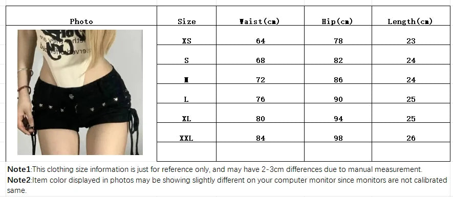 Shorts Women Skinny Creativity Lace-up Popular Streetwear Daily Personality Students Holiday Fashion Sexy American Retro Leisure