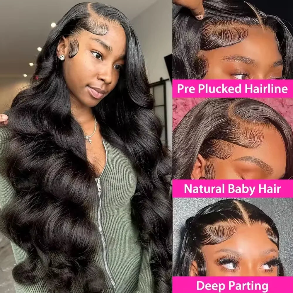 Raw Peruvian Body Wave 250% Density 40 42 inch 13x6 HD Lace Front Human Hair Wigs 13x4 Frontal Wigs Women Glueless Closure Wigs