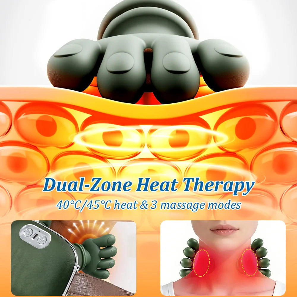 Bionic Neck Shoulder Massager Multifunctional 3-Level Cervical Massage Electric Heating Kneading Muscles Massage  Neck Waist Leg