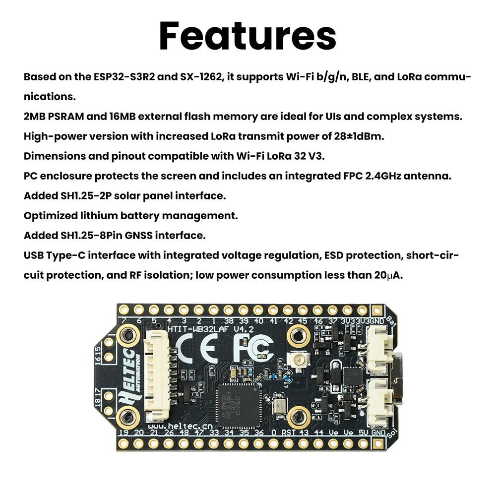 Heltec WiFi LoRa 32 V4 ESP32 SX1262 GPS 0.96 inch OLED Solar Powered Dev-Board WiFi BLE Low Power Type C For Arduino IoT - Shoppiline