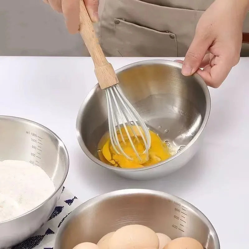 1-3 Stainless Steel Bowl Set with Scale for Cooking Baking Food Storage Large Capacity Mixing Bowls for Home Kitchen Essentials - Shoppiline