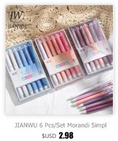 JIANWU 12Pcs/set 0.35/0.5mm Simple STYLE gel pen Black ink for student writing creative Neutral Pen Press School Supplies kawaii