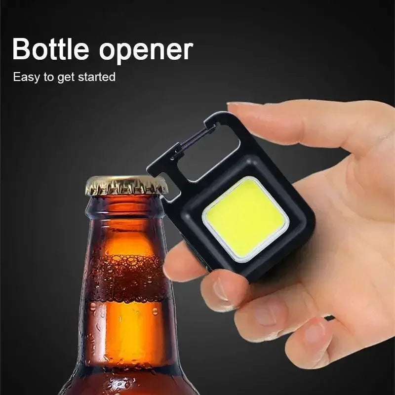 Multi-Function COB Rechargeable Camping Light Keychain Portable High Bright Emergency Mini Light for Outdoor Activities