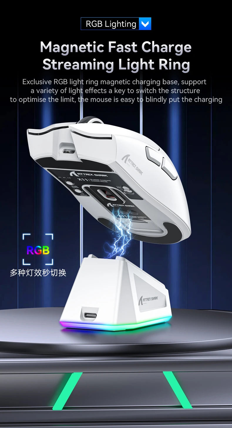 Attack Shark X11  X11SE Wireless Gaming Mouse 3-Mode , PAW3311, 22000DPI, 400IPS, PC Gaming Mouse