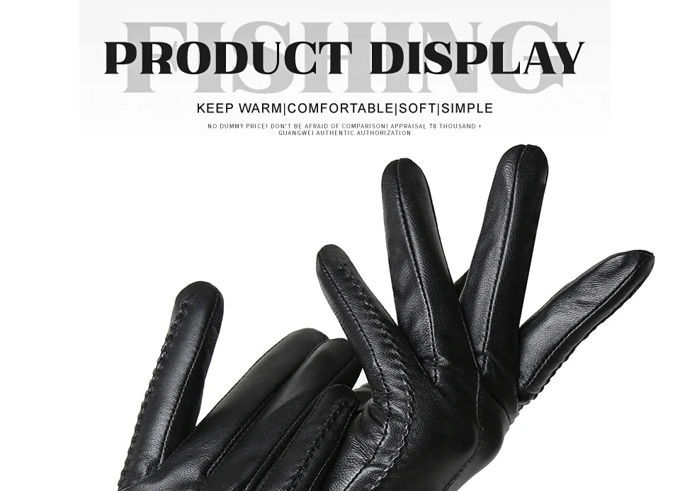 Women's sheepskin gloves winter warm plus velvet short thin touch screen driving color women's leather gloves good quality -2226