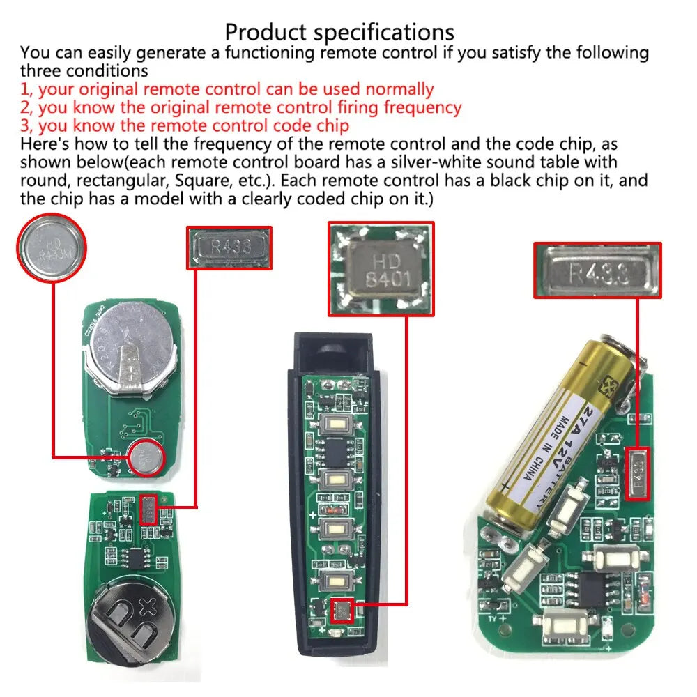 433MHZ Copy Remote Control Auto 4 Channe Code Garage Gate Door Opener Remote Control Duplicator Cloning Code Car Key